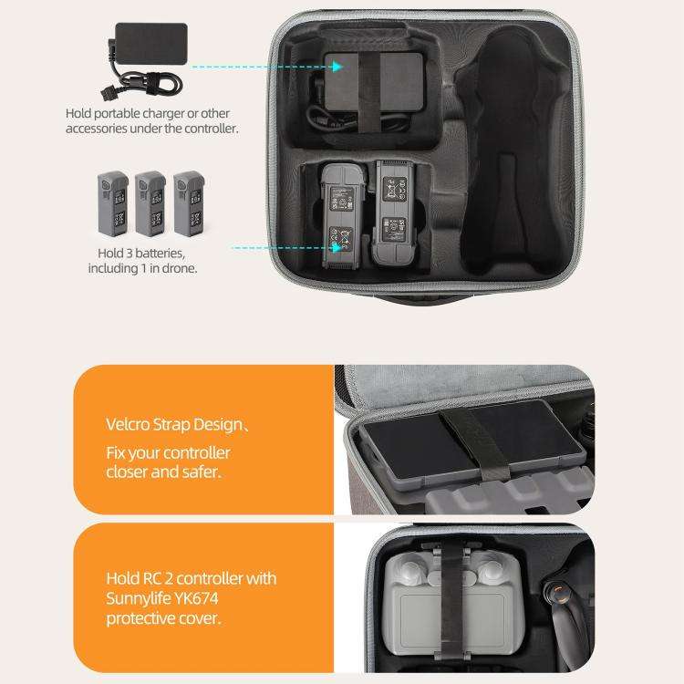 For DJI Mavic 4 Pro Sunnylife Drone Kit Carrying Case Storage Bag (Grey)