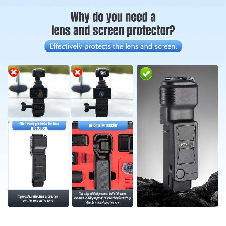 For DJI Osmo Pocket 3 STARTRC Gimbal Protective Cover Camera Lens Protective Case (Black)