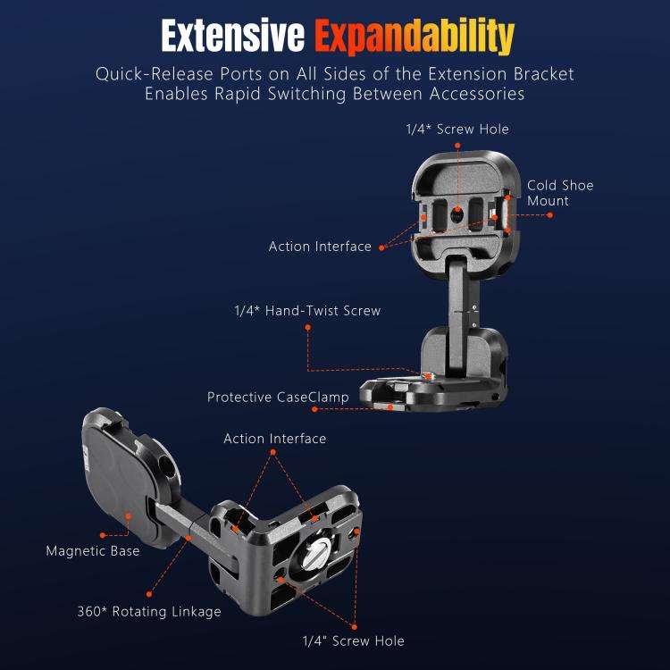 For DJI Osmo Pocket 3 STARTRC Metal L-shaped Expansion Bracket (Black)