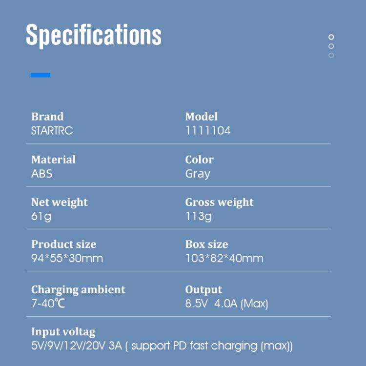 For DJI Mini 3 Pro STARTRC 3 in 1 Charging Butler Battery Charger (Grey)