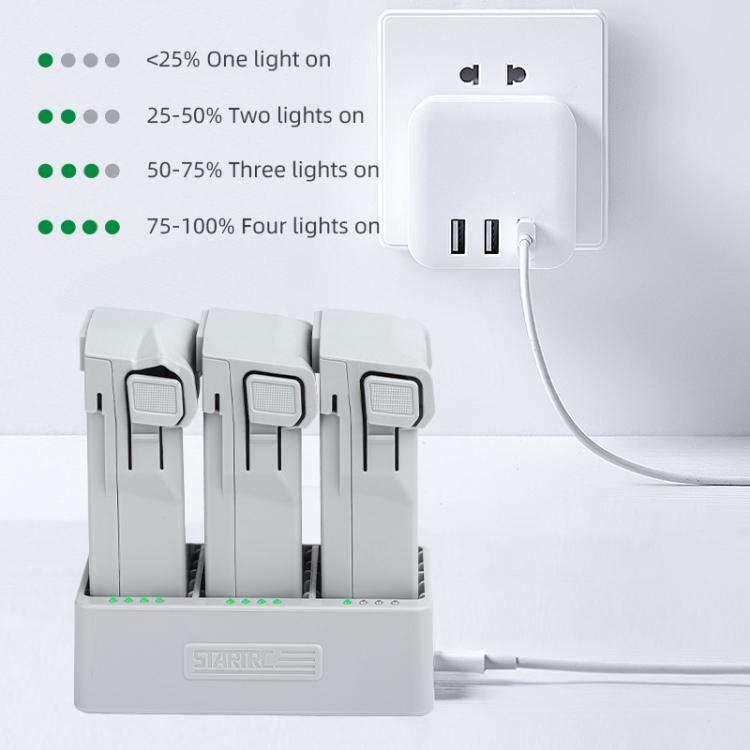 For DJI Mini 3 Pro STARTRC 3 in 1 Charging Butler Battery Charger (Grey)