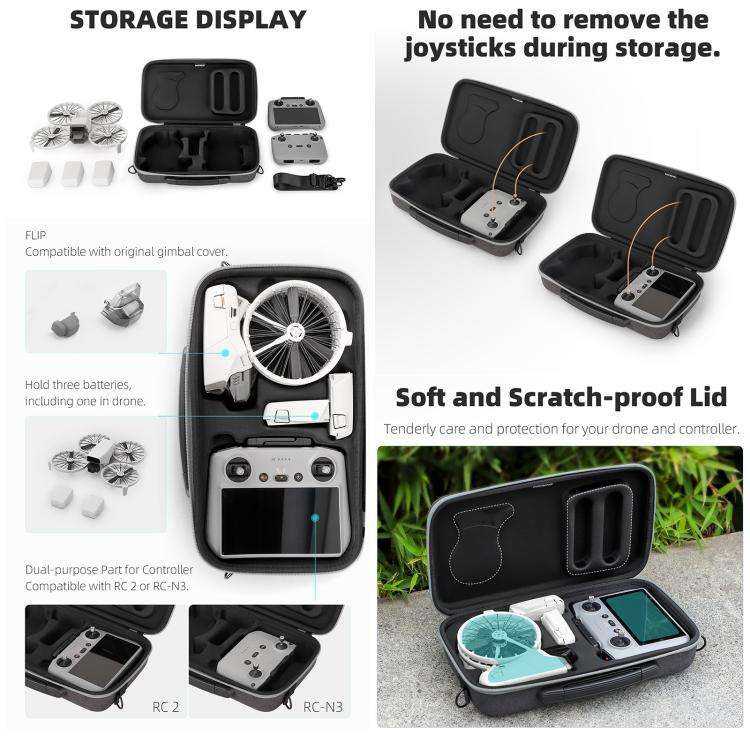 For DJI Flip Sunnylife Simple Storage Bag Shoulder Handbag (Black)
