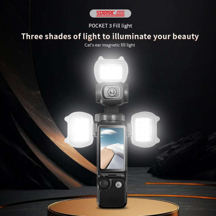 For DJI Pocket 3 STARTRC Cat-ears Magnetic Fill Light  with Holder Clip Kit (Grey)