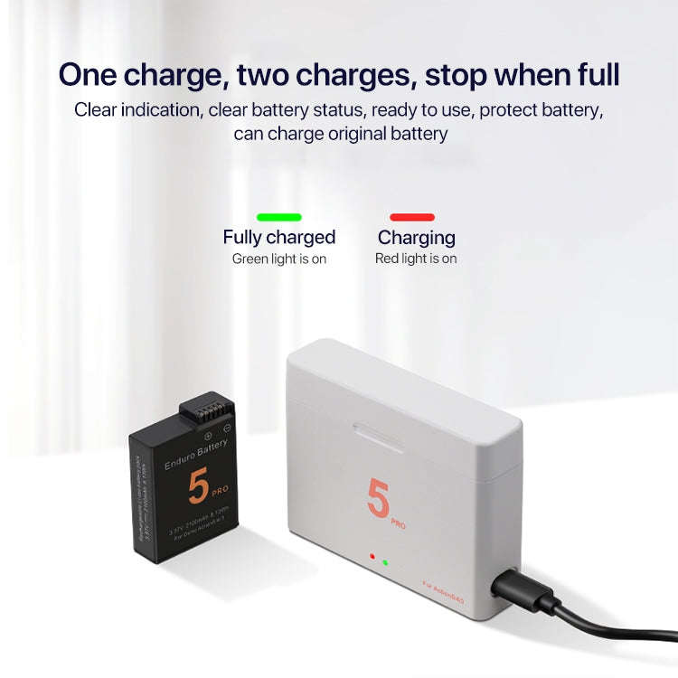 For DJI Osmo Action 5 Pro / 4 / 3 Battery Charger Box Dual-Slot Batteries Charger (White)