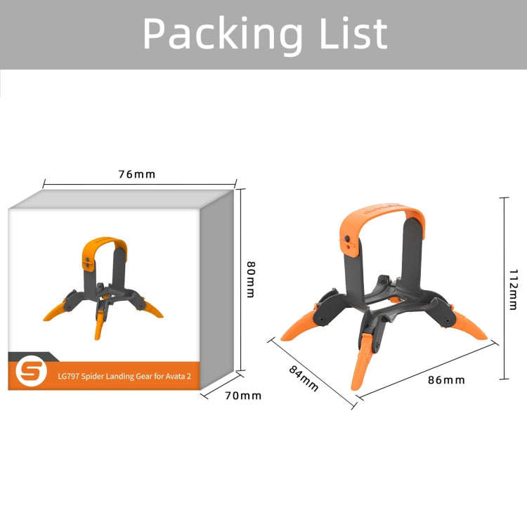 For DJI AVATA 2 Sunnylife LG797 Landing Gear Extensions Heightened Spider Gears Support Leg (Orange)