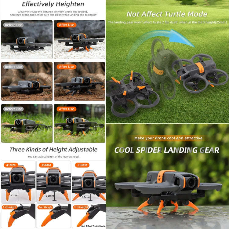 For DJI AVATA 2 Sunnylife LG797 Landing Gear Extensions Heightened Spider Gears Support Leg (Orange)