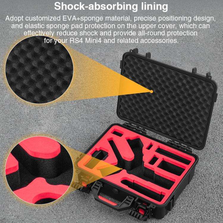 For DJI RS 4 Mini STARTRC PP Waterproof Shockproof Suitcase Portable Storage Box (Black)
