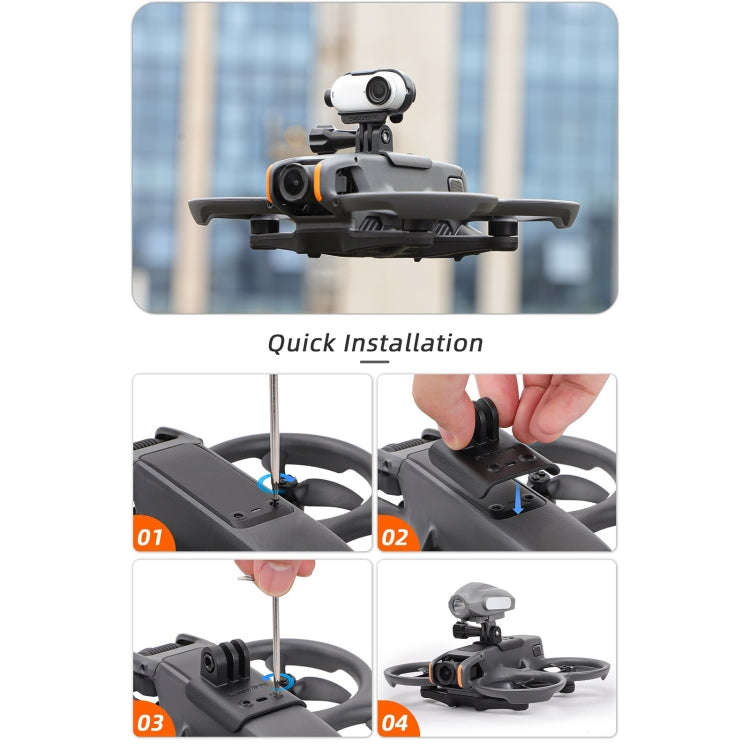 For DJI Avata 2 Sunnylife Action Camera Holder Mount Drone Light Bracket (Black)