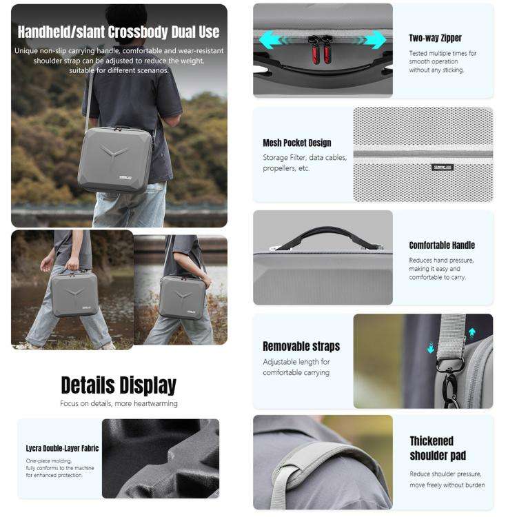 For DJI Mavic 4 Pro / RC 2 STARTRC Shoulder PU Storage Bag Handbag (Grey)