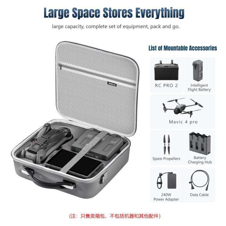 For DJI Mavic 4 Pro / RC Pro 2 STARTRC All-rounder Shoulder PU Storage Bag Handbag (Grey)
