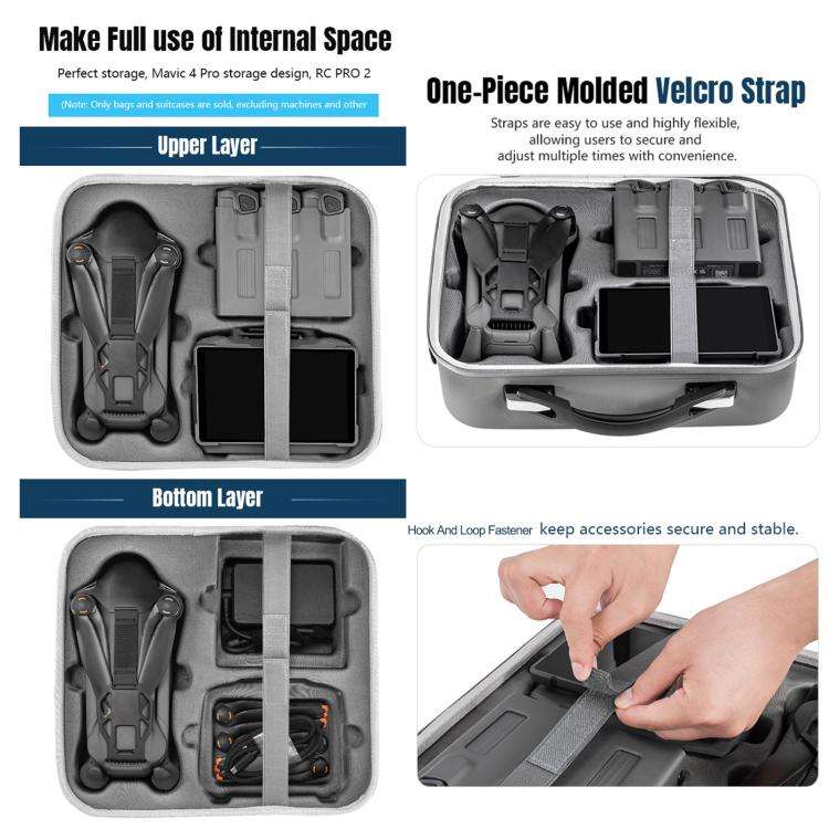 For DJI Mavic 4 Pro / RC Pro 2 STARTRC All-rounder Shoulder PU Storage Bag Handbag (Grey)