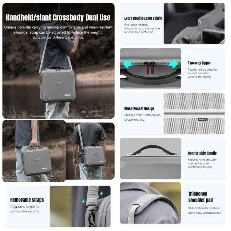 For DJI Mavic 4 Pro / RC Pro 2 STARTRC All-rounder Shoulder PU Storage Bag Handbag (Grey)