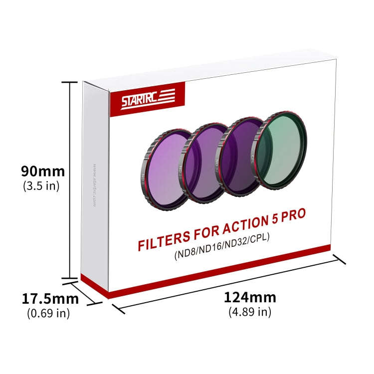 For DJI Osmo Action 5 Pro STARTRC 4 in 1 CPL ND8 ND16 ND32 Camera Lens Filter