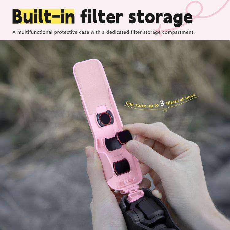 For DJI Osmo Pocket 3 STARTRC Storage Box Protective Case with Lanyard (Pink)