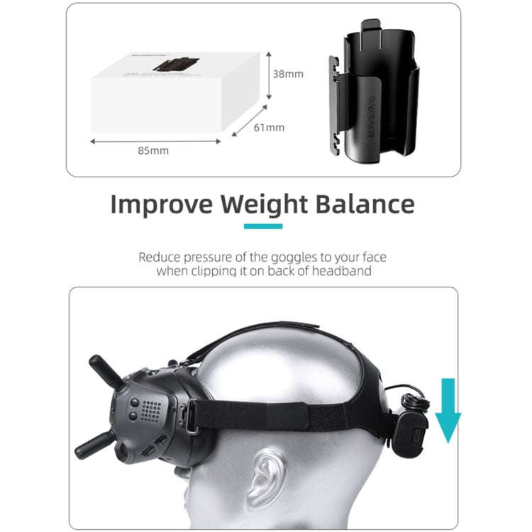 Sunnylife Battery Clip Holder Cable Management Winder Protective Case for DJI FPV Goggles V2(Black)