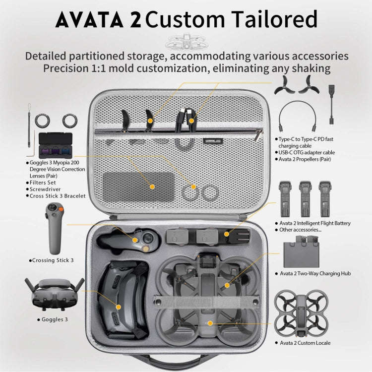 For DJI Avata 2 STARTRC Drone Handbag Messenger Storage Bag (Light Grey)