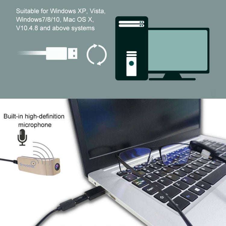 Groudchat JP1DV1 1080P HD Smart Camera Mobile Phone USB Live Camera for Glasses Legs, Built-in So...
