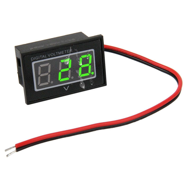 V40D 2 Wires Green Light Display Mini Waterproof IPX4 Digital Voltage Meter, Measure Voltage: DC ...