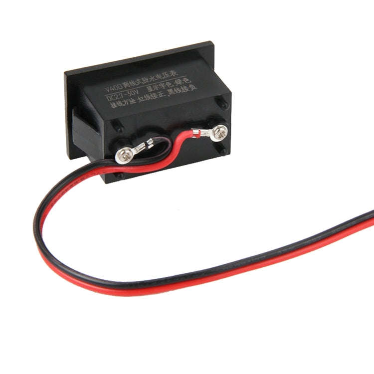 V40D 2 Wires Green Light Display Mini Waterproof IPX4 Digital Voltage Meter, Measure Voltage: DC ...