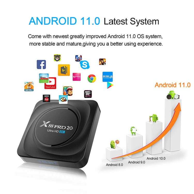 X88 Pro 20 4K Smart TV BOX Android 11.0 Media Player with Voice Remote Control, RK3566 Quad Core ...
