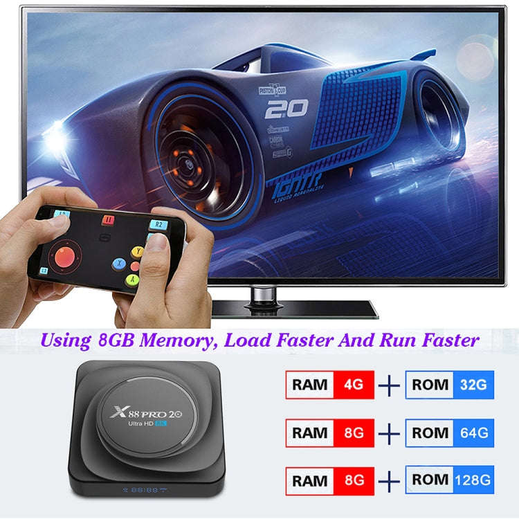 X88 Pro 20 4K Smart TV BOX Android 11.0 Media Player with Voice Remote Control, RK3566 Quad Core ...