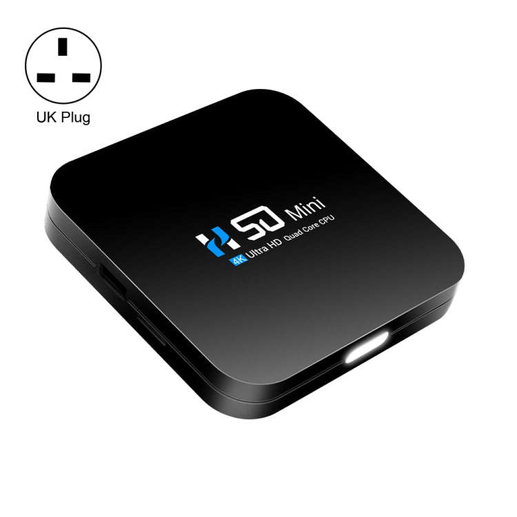 H50 Mini 4K Smart Network TV Box, Android 10.0, RK3318 Quad Core, 2GB+8GB, UK Plug