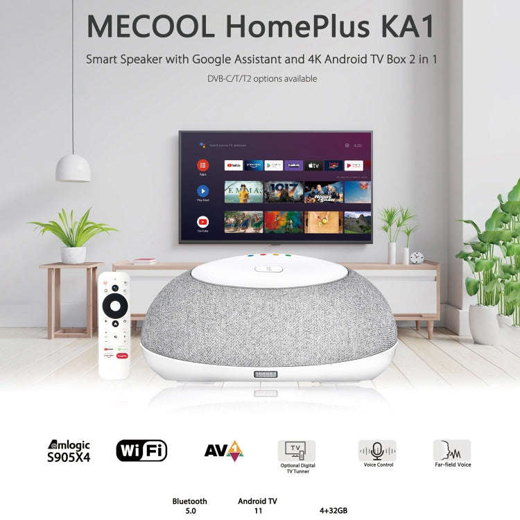MECOOL KA1 Smart TV Speaker Android 11 TV Box with Remote Control, Amlogic S905X4 Quad Core Corte...