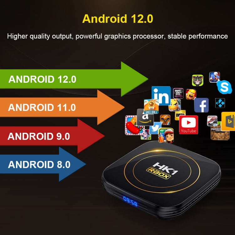 HK1 RBOX-H8S 4K Ultra HD Android 12.0 Smart TV Box with Remote Control, Allwinner H618 Quad-Core,...
