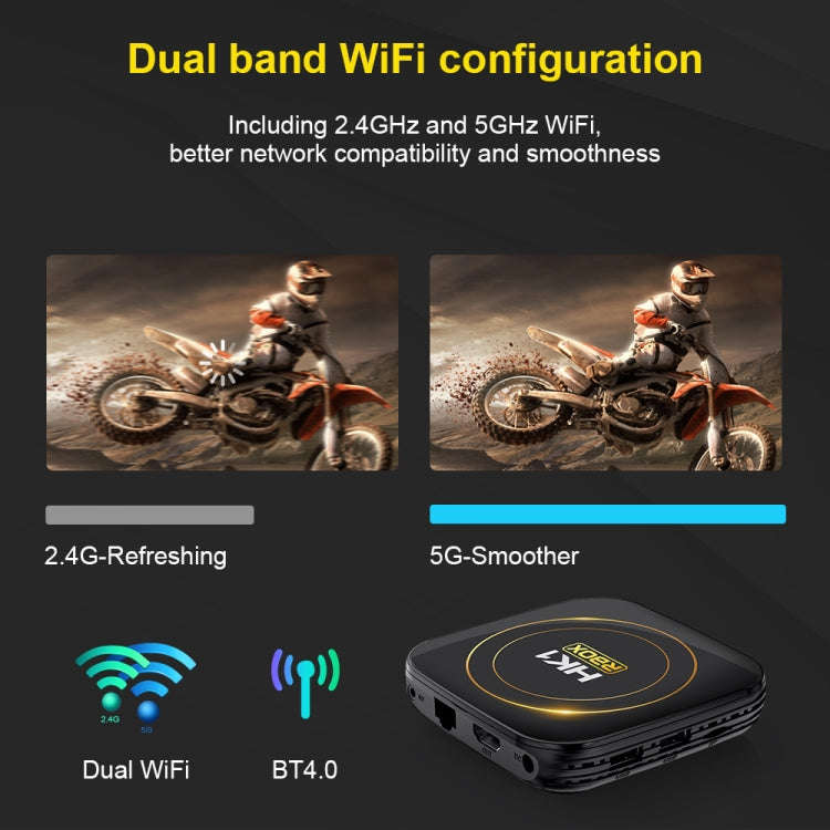 HK1 RBOX-H8S 4K Ultra HD Android 12.0 Smart TV Box with Remote Control, Allwinner H618 Quad-Core,...