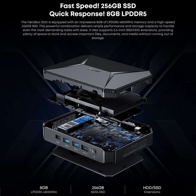 CHIWI HeroBox Mini PC, Windows 11, Intel Celeron N100 Quad Core up to 2.8 GHz, 8GB+256GB, Support...