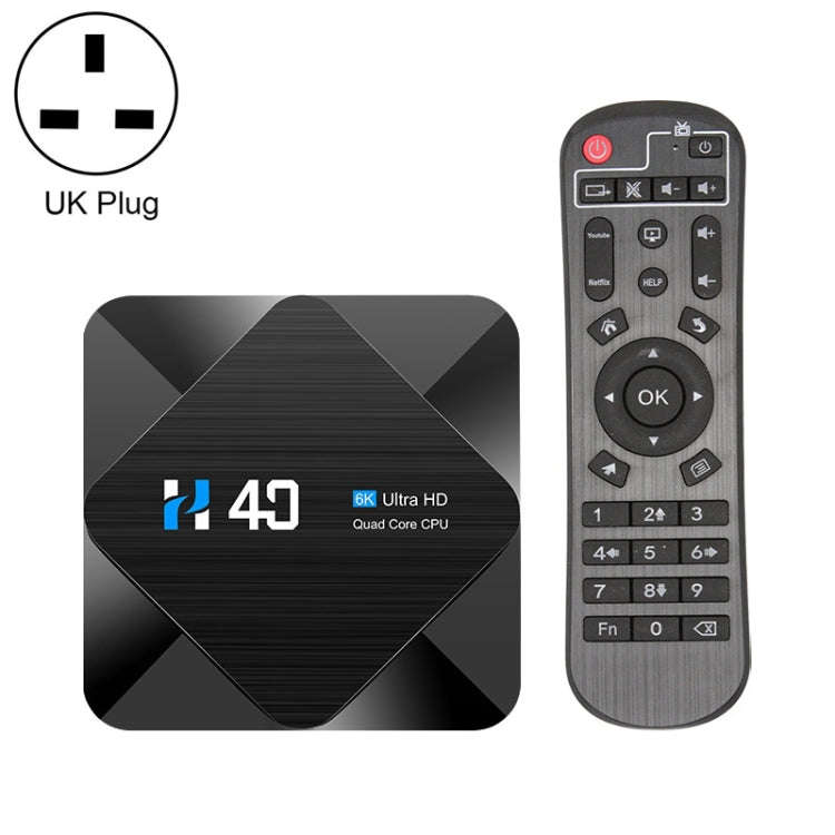 H40 4K Ultra HD Smart TV BOX Android 10.0 Media Player with Remote Control, Quad-core, RAM: 4GB, ...