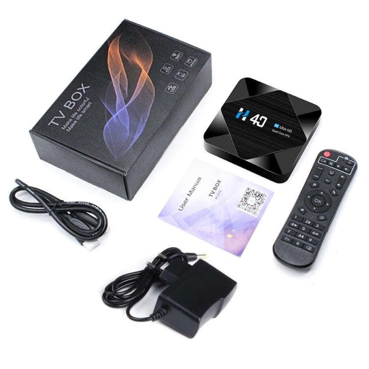 H40 4K Ultra HD Smart TV BOX Android 10.0 Media Player with Remote Control, Quad-core, RAM: 4GB, ...