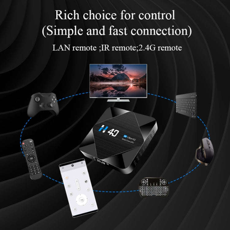 H40 4K Ultra HD Smart TV BOX Android 10.0 Media Player with Remote Control, Quad-core, RAM: 4GB, ...