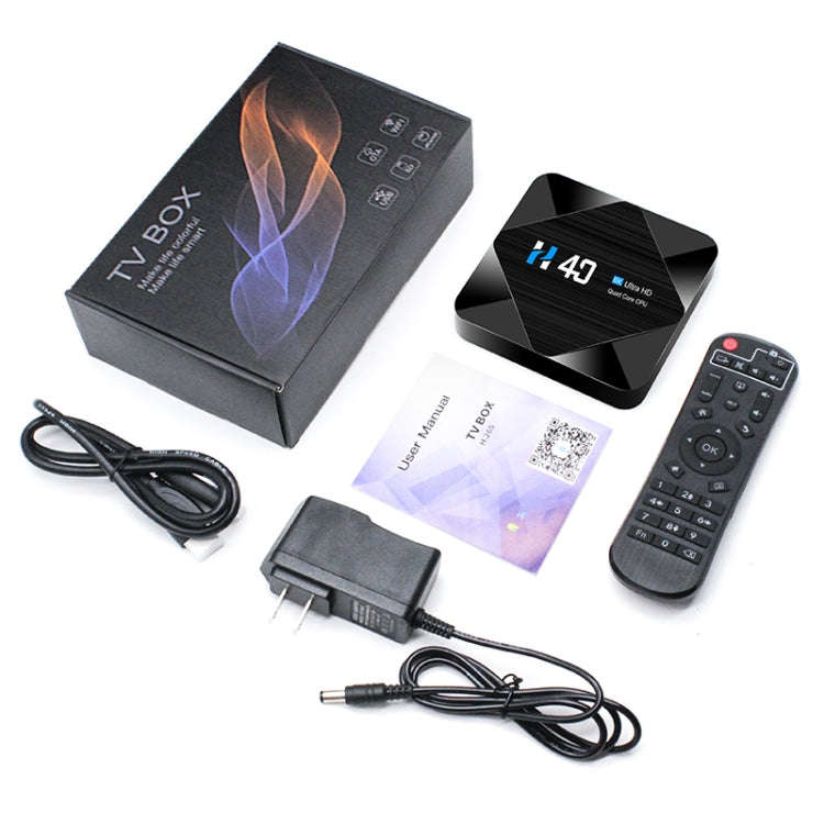 H40 4K Ultra HD Smart TV BOX Android 10.0 Media Player with Remote Control, Quad-core, RAM: 4GB, ...