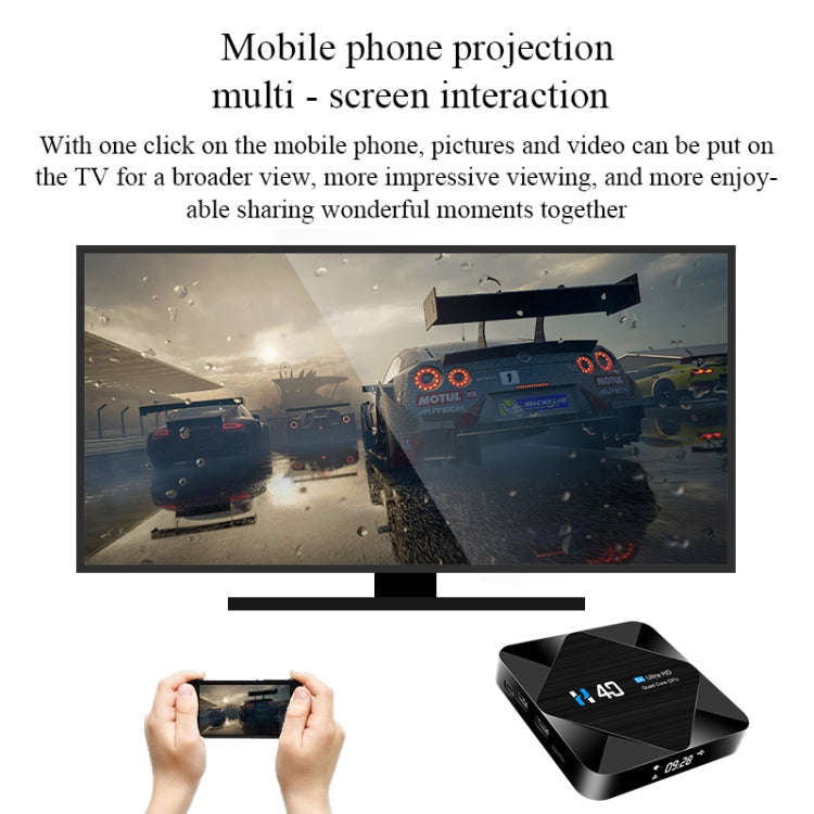 H40 4K Ultra HD Smart TV BOX Android 10.0 Media Player with Remote Control, Quad-core, RAM: 4GB, ...