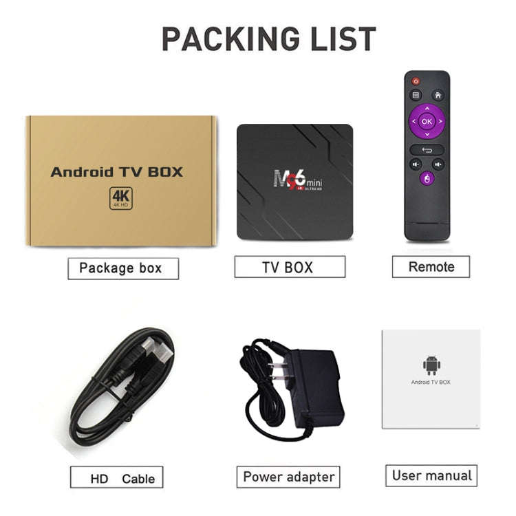 M96mini 4K Smart TV BOX Android 9.0 Media Player with Remote Control, Quad-core RK3228A, RAM: 2GB...
