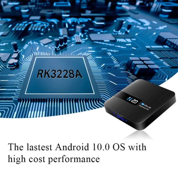H20 4K Smart TV BOX Android 10.0 Media Player with Remote Control, Quad Core RK3228A, RAM: 1GB, R...