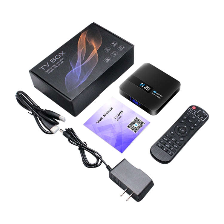 H20 4K Smart TV BOX Android 10.0 Media Player with Remote Control, Quad Core RK3228A, RAM: 1GB, R...