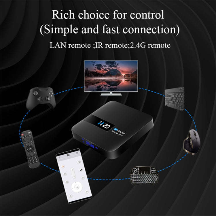 H20 4K Smart TV BOX Android 10.0 Media Player with Remote Control, Quad Core RK3228A, RAM: 1GB, R...
