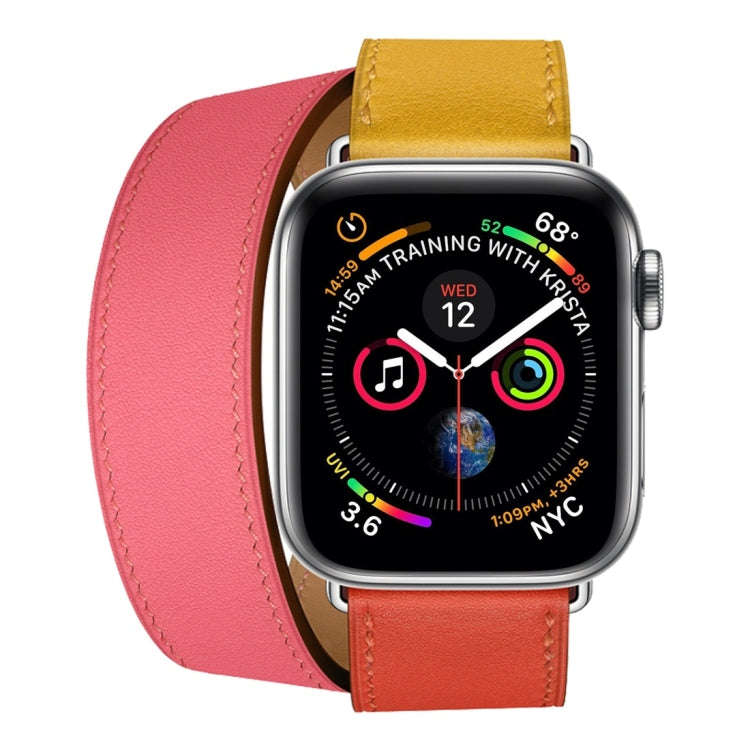 Two Color Double Loop Leather Wrist Strap Watch Band for Apple Watch Series 3 & 2 & 1 38mm, Color...