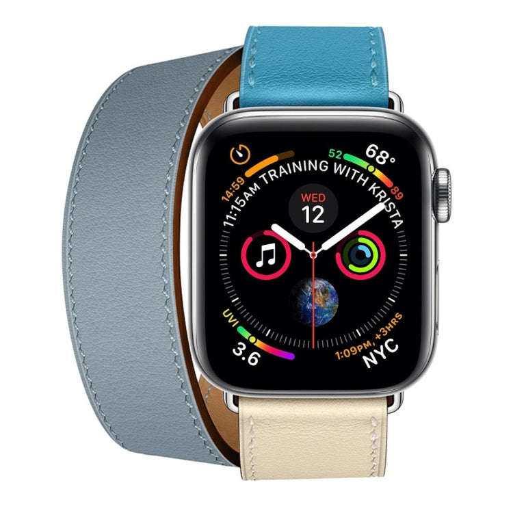 Two Color Double Loop Leather Wrist Strap Watch Band for Apple Watch Series 3 & 2 & 1 38mm, Color...