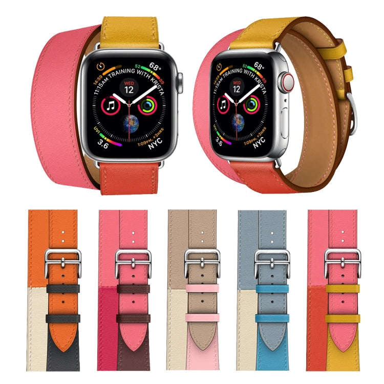 Two Color Double Loop Leather Wrist Strap Watch Band for Apple Watch Series 3 & 2 & 1 38mm, Color...