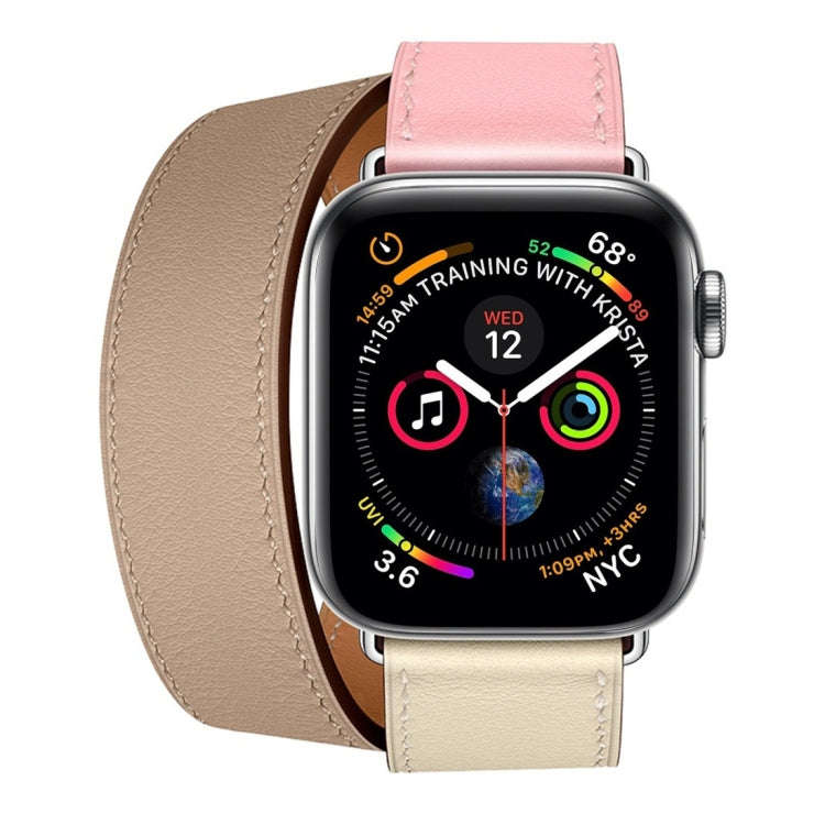 Two Color Double Loop Leather Wrist Strap Watch Band for Apple Watch Series 3 & 2 & 1 38mm, Color...
