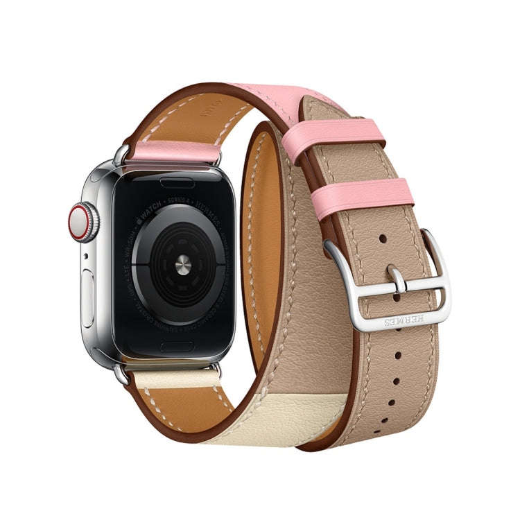 Two Color Double Loop Leather Wrist Strap Watch Band for Apple Watch Series 3 & 2 & 1 38mm, Color...