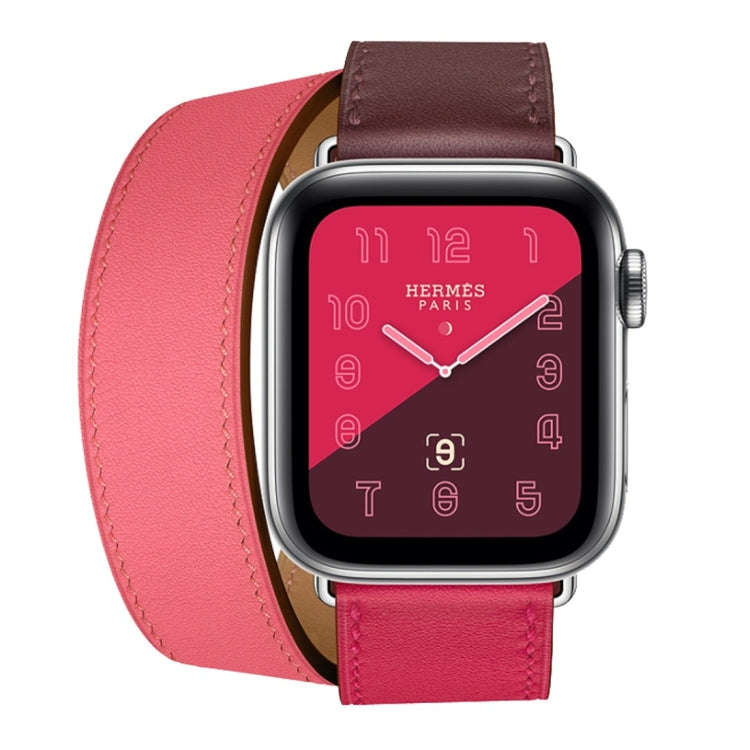 Two Color Double Loop Leather Wrist Strap Watch Band for Apple Watch Series 3 & 2 & 1 38mm, Color...