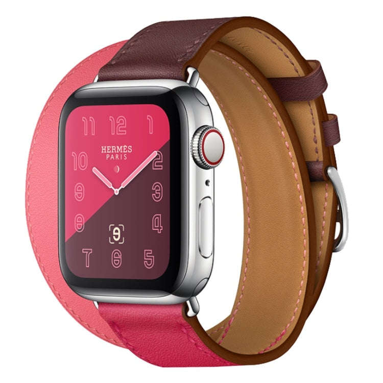 Two Color Double Loop Leather Wrist Strap Watch Band for Apple Watch Series 3 & 2 & 1 38mm, Color...