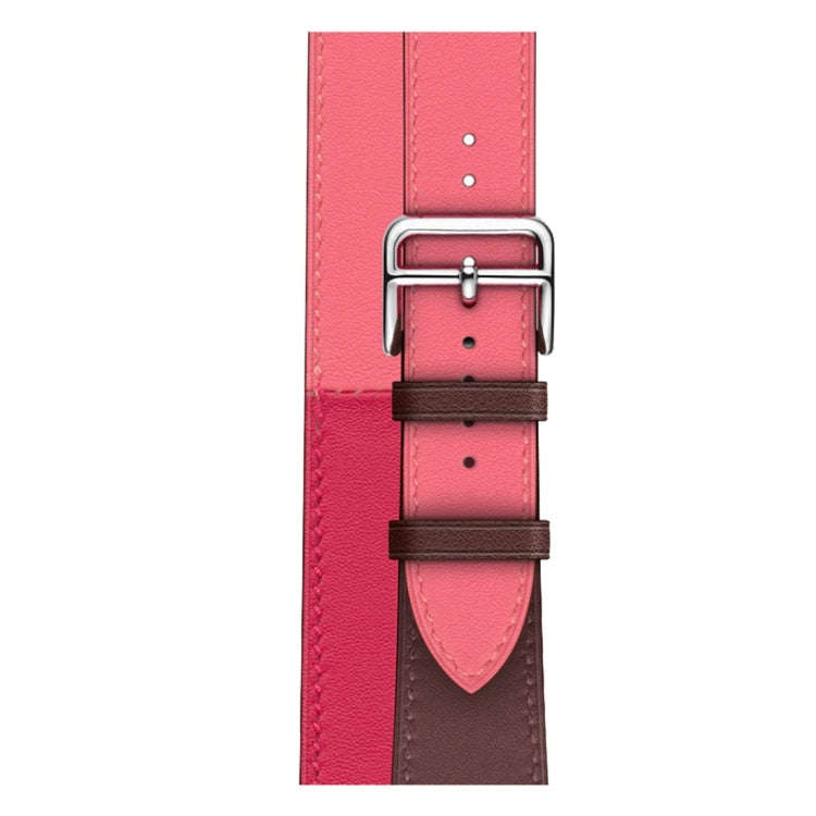 Two Color Double Loop Leather Wrist Strap Watch Band for Apple Watch Series 3 & 2 & 1 38mm, Color...