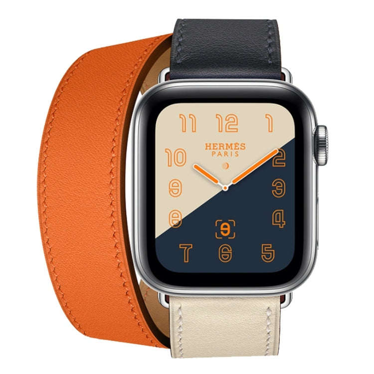 Two Color Double Loop Leather Wrist Strap Watch Band for Apple Watch Series 3 & 2 & 1 38mm, Color...
