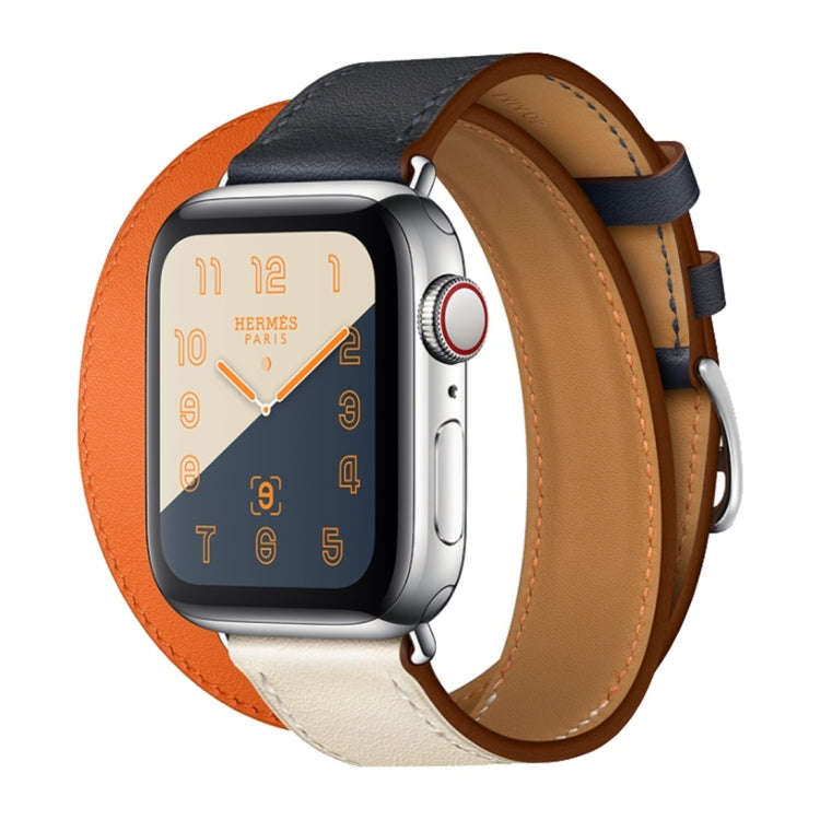 Two Color Double Loop Leather Wrist Strap Watch Band for Apple Watch Series 3 & 2 & 1 38mm, Color...