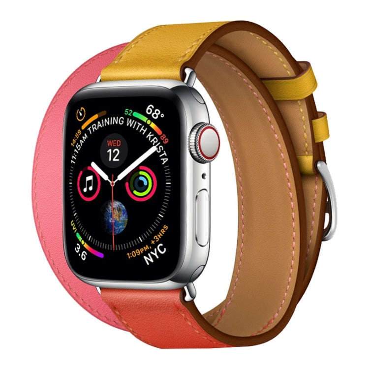 Two Color Double Loop Leather Wrist Strap Watch Band for Apple Watch Series 3 & 2 & 1 42mm, Color...